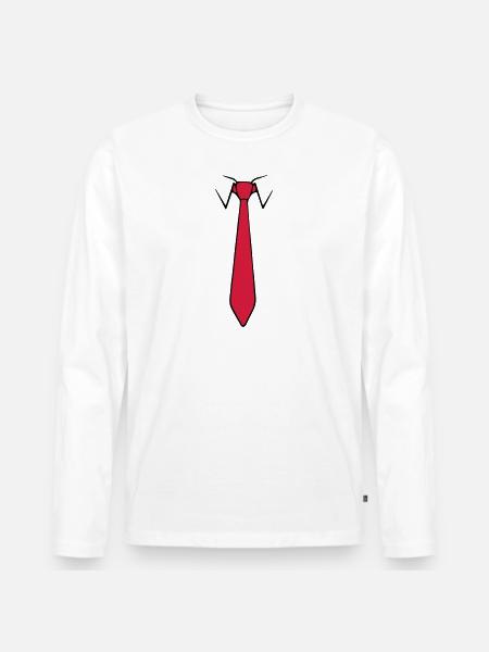 Krawatte - Männer Premium Bio Langarmshirt - Weiß
