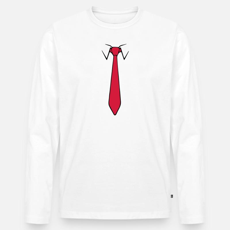 Krawatte - Männer Premium Bio Langarmshirt - Weiß