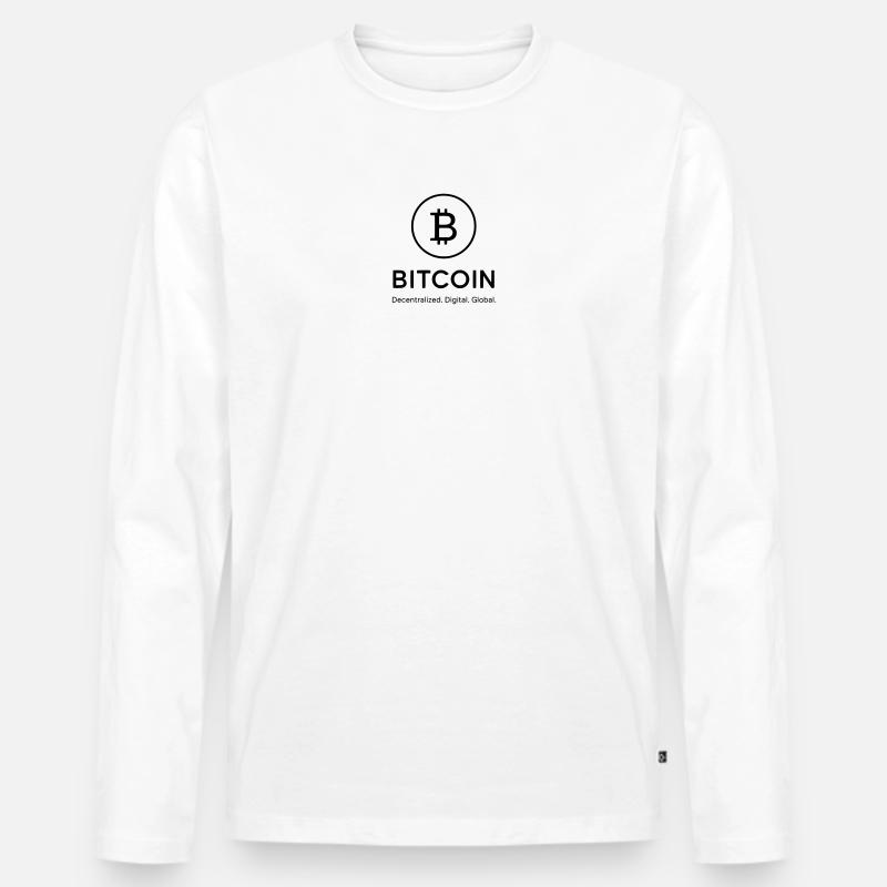 Bitcoin - dezentral, digital global - Männer Premium Bio Langarmshirt - Weiß