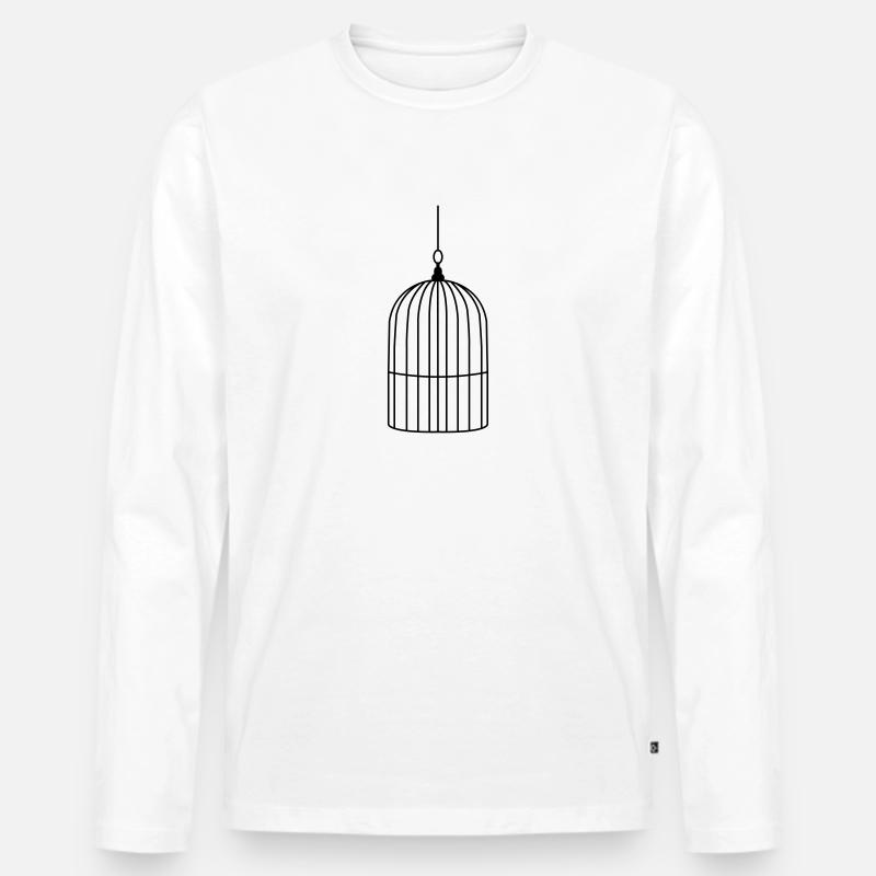 vogelkaefig - Männer Premium Bio Langarmshirt - Weiß