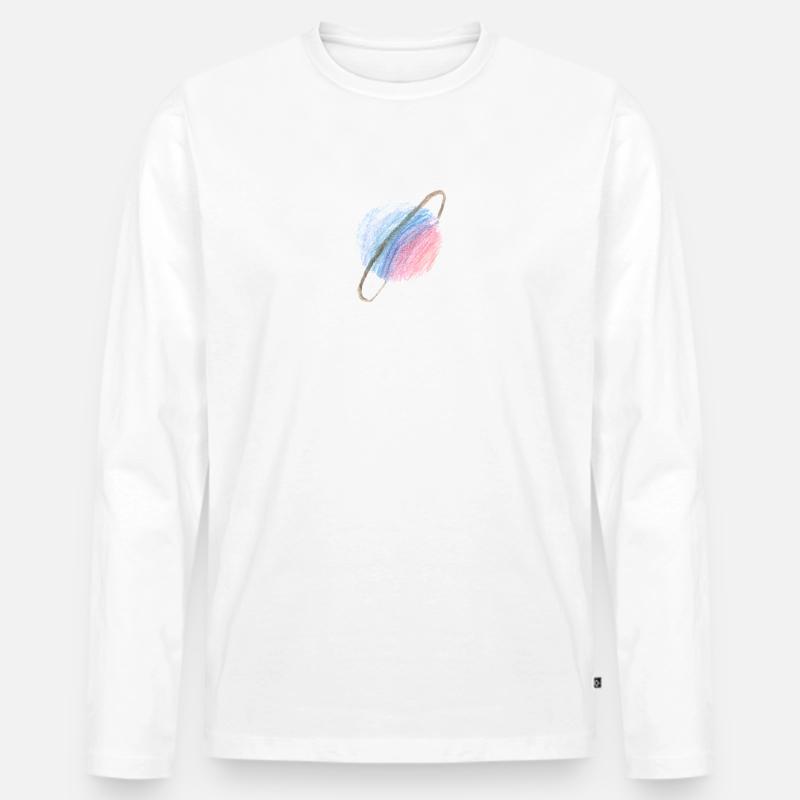 Lila-blauer Planet - Männer Premium Bio Langarmshirt - Weiß