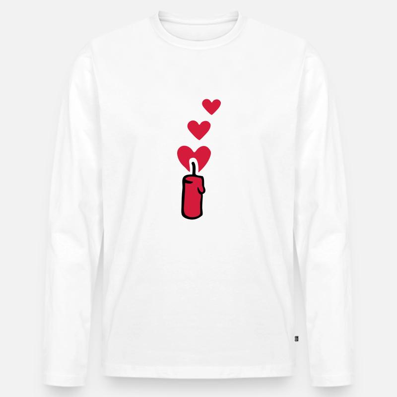 Herz Kerze 2 - Männer Premium Bio Langarmshirt - Weiß