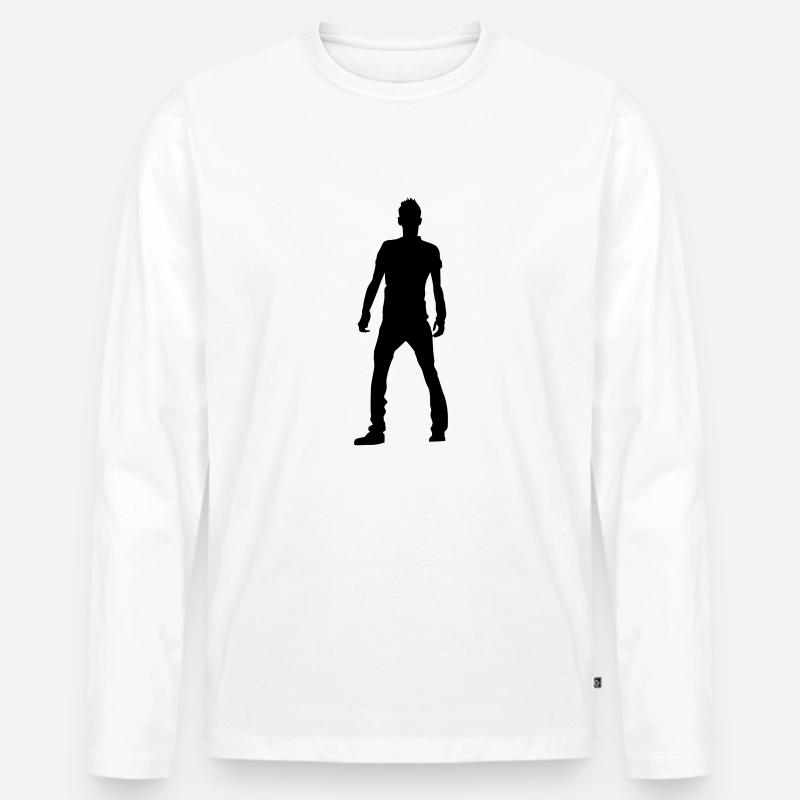 Mann Körper Silhouette Vektor-Design - Männer Premium Bio Langarmshirt - Weiß