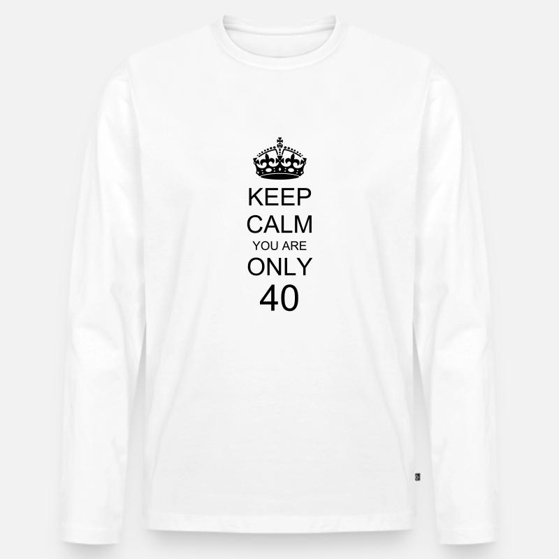 Keep calm 40 - Männer Premium Bio Langarmshirt - Weiß
