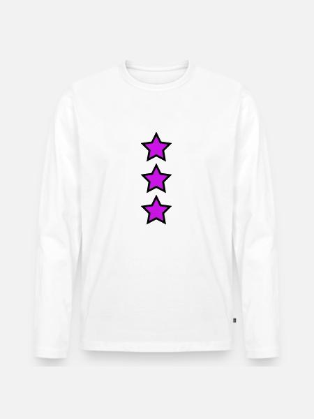 Magenta Sterne - Männer Premium Bio Langarmshirt - Weiß