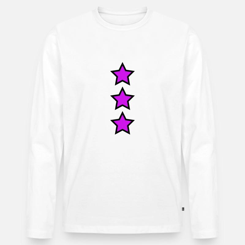 Magenta Sterne - Männer Premium Bio Langarmshirt - Weiß