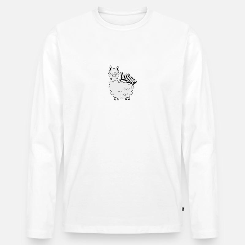 Schlafendes Lama - Männer Premium Bio Langarmshirt - Weiß