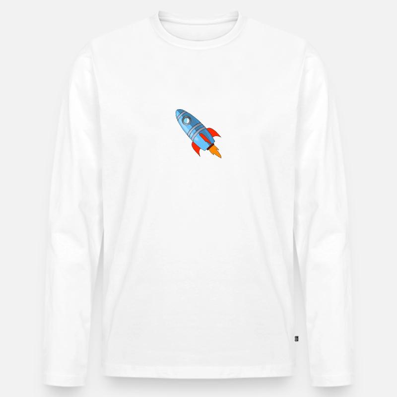 Rakete - Männer Premium Bio Langarmshirt - Weiß