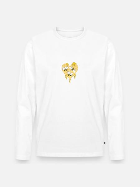 Honey bee, honeycomb - Men's Premium Organic Long Sleeve Shirt - white