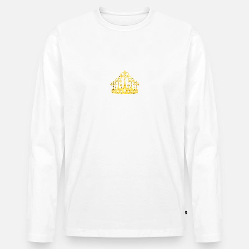 Goldene Krone 04 - Männer Premium Bio Langarmshirt - Weiß