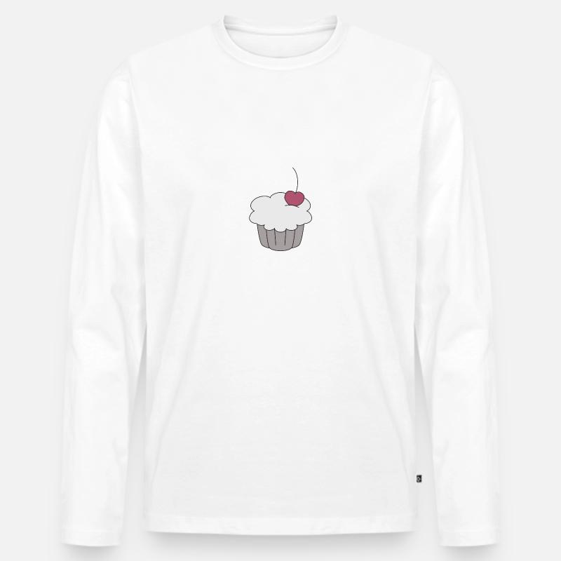Muffin mit Kirsche - Männer Premium Bio Langarmshirt - Weiß
