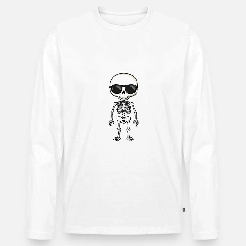 Skelett Comic Halloween - Männer Premium Bio Langarmshirt - Weiß
