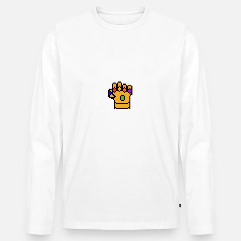 Handschuh thanos Pixelkunst - Männer Premium Bio Langarmshirt - Weiß