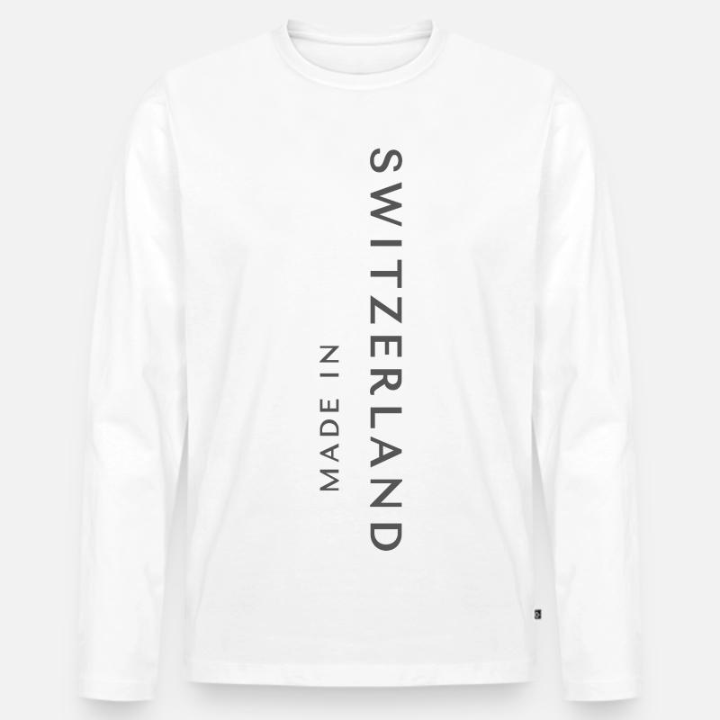 Made in Switzerland, Schweizer Stolz - Männer Premium Bio Langarmshirt - Weiß