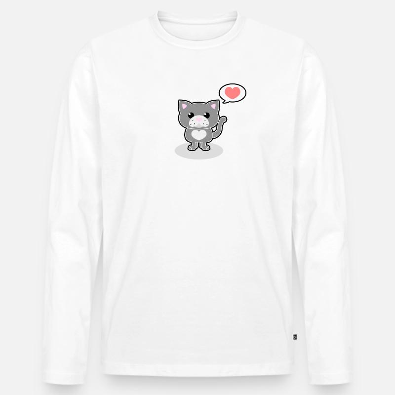Süße Katze - Männer Premium Bio Langarmshirt - Weiß