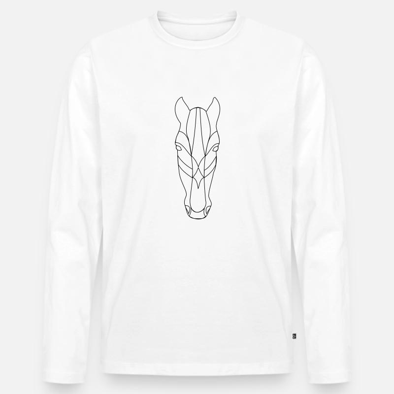 Pferd Geometrie - Männer Premium Bio Langarmshirt - Weiß