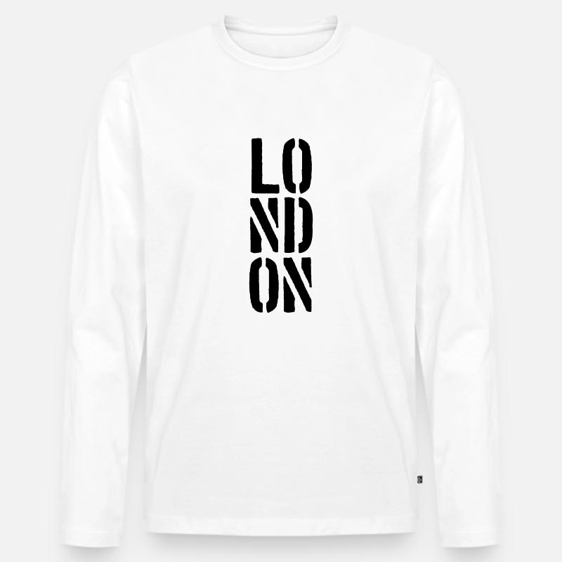 London Stamp - Männer Premium Bio Langarmshirt - Weiß