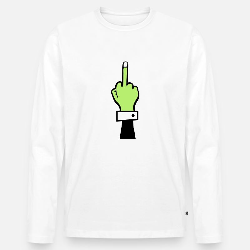 zombie hand mittelfinger - Männer Premium Bio Langarmshirt - Weiß