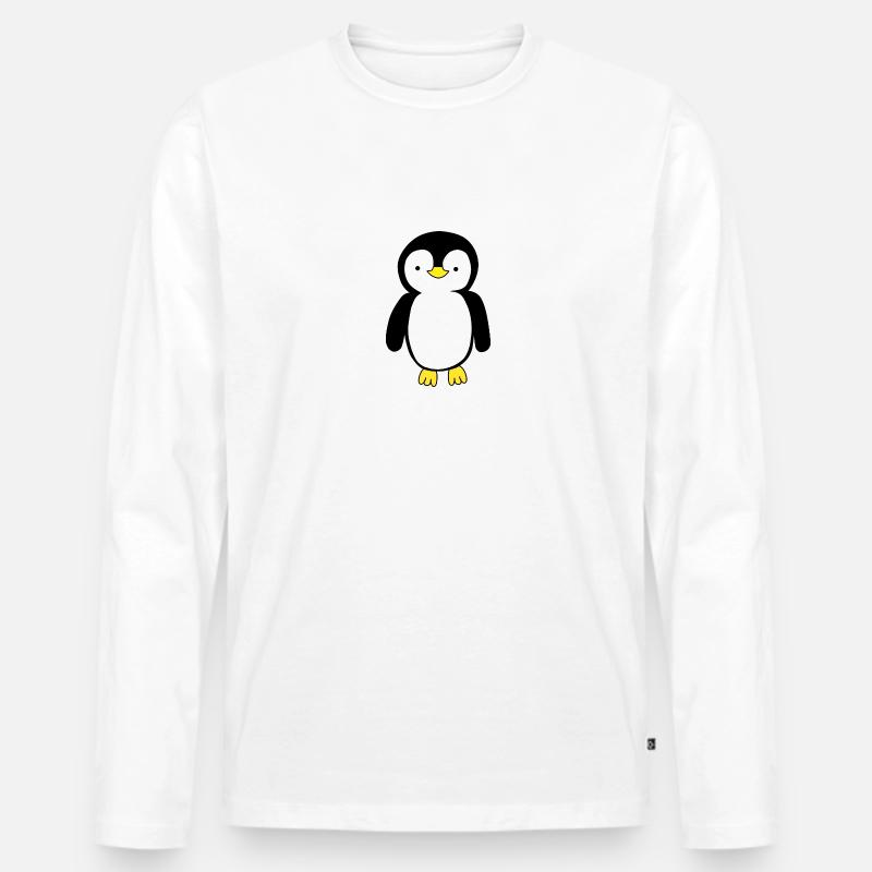 Pinguin - Männer Premium Bio Langarmshirt - Weiß