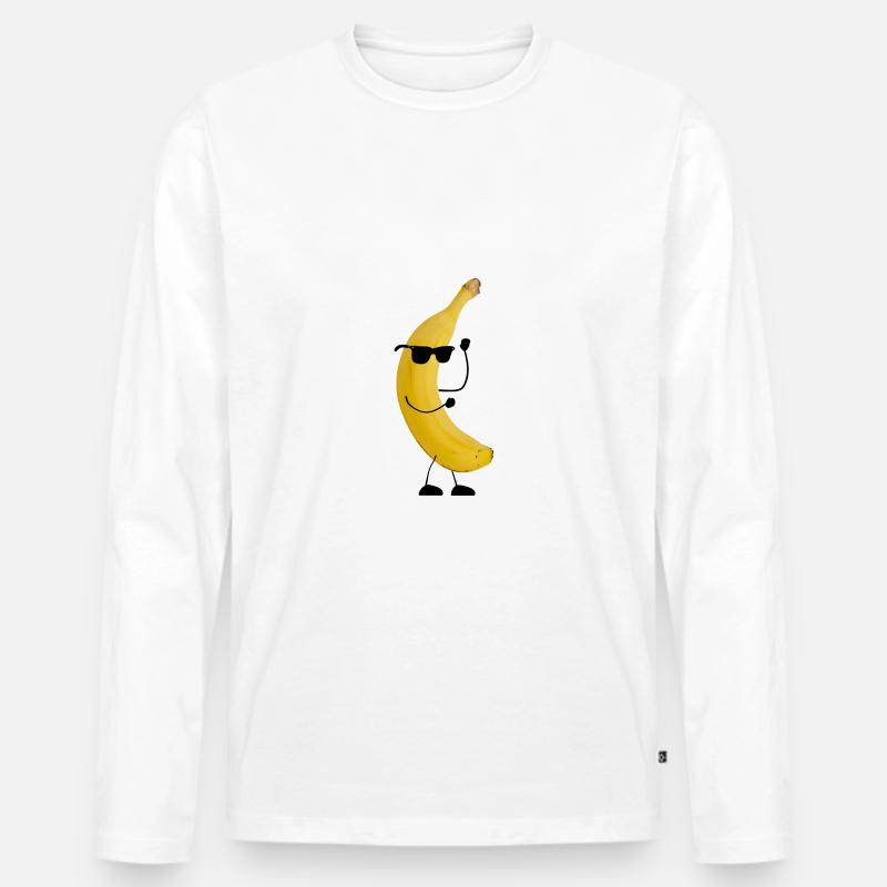 banane mit gesicht - Männer Premium Bio Langarmshirt - Weiß