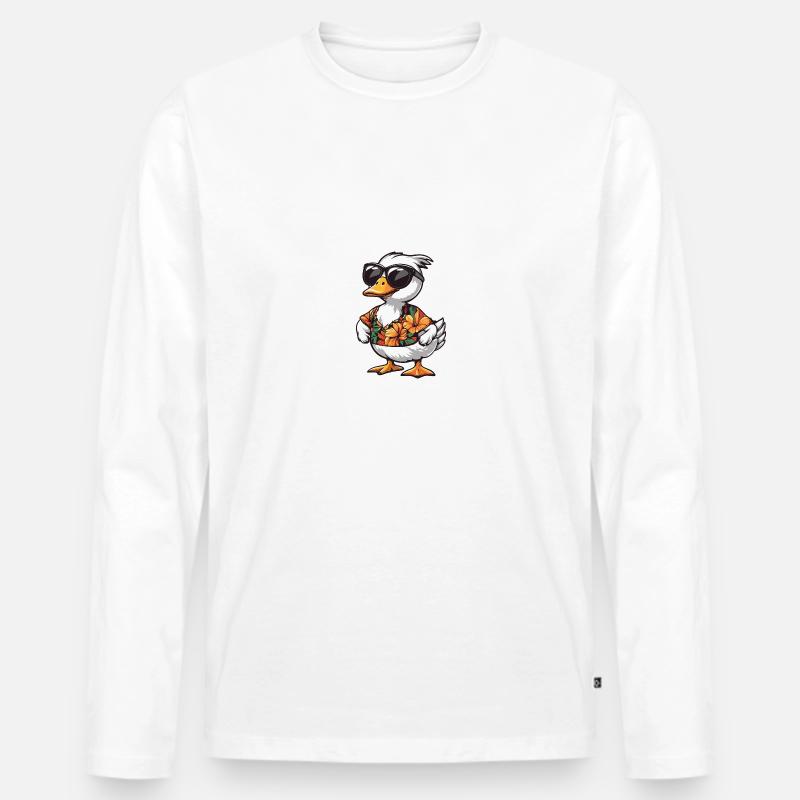 Gans Comic Cool Sommer - Männer Premium Bio Langarmshirt - Weiß