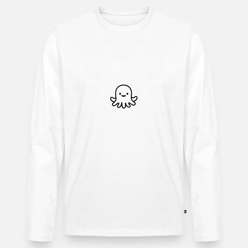 Krake - Männer Premium Bio Langarmshirt - Weiß