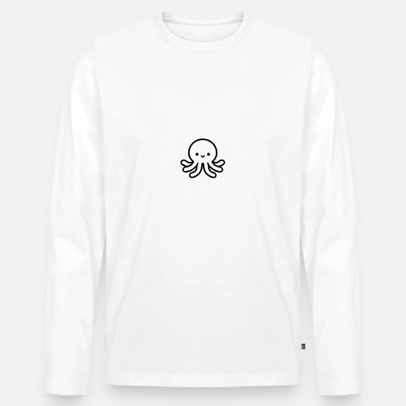 Krake - Männer Premium Bio Langarmshirt - Weiß