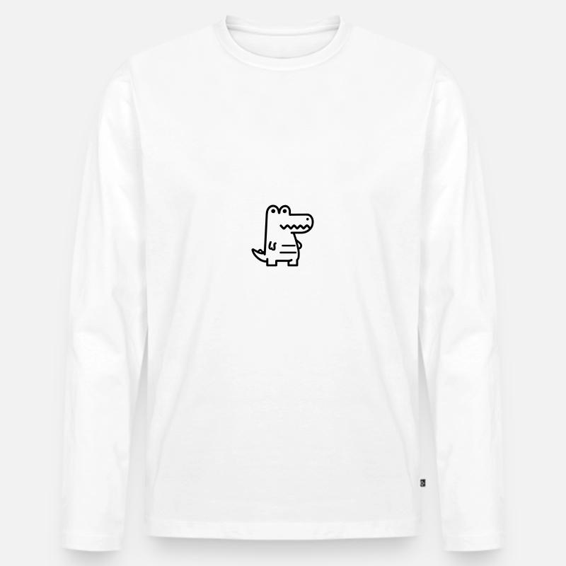 Krokodil - Männer Premium Bio Langarmshirt - Weiß