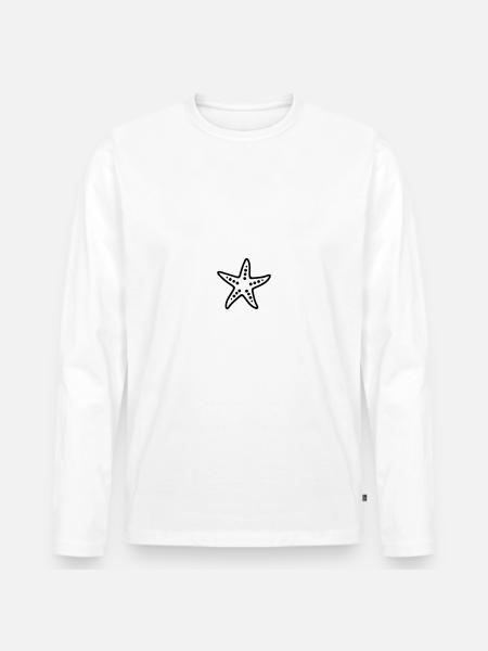 Seestern - Männer Premium Bio Langarmshirt - Weiß