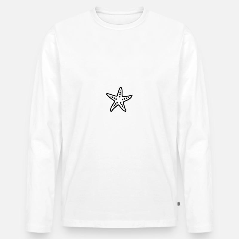 Seestern - Männer Premium Bio Langarmshirt - Weiß
