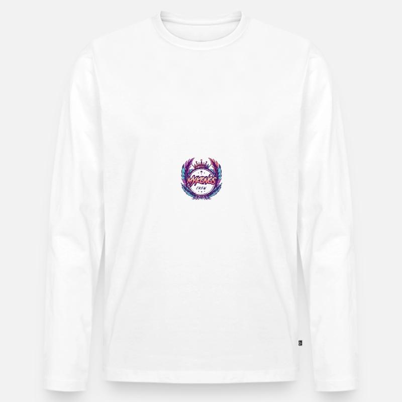 Mykonos Crew Bunt - Männer Premium Bio Langarmshirt - Weiß