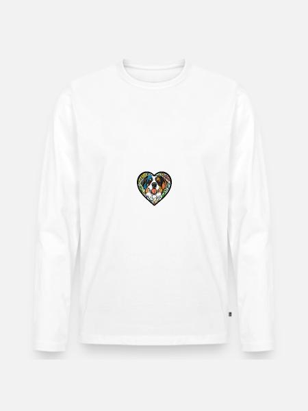 Saint Bernard Dog Heart Love - Men's Premium Organic Long Sleeve Shirt - white