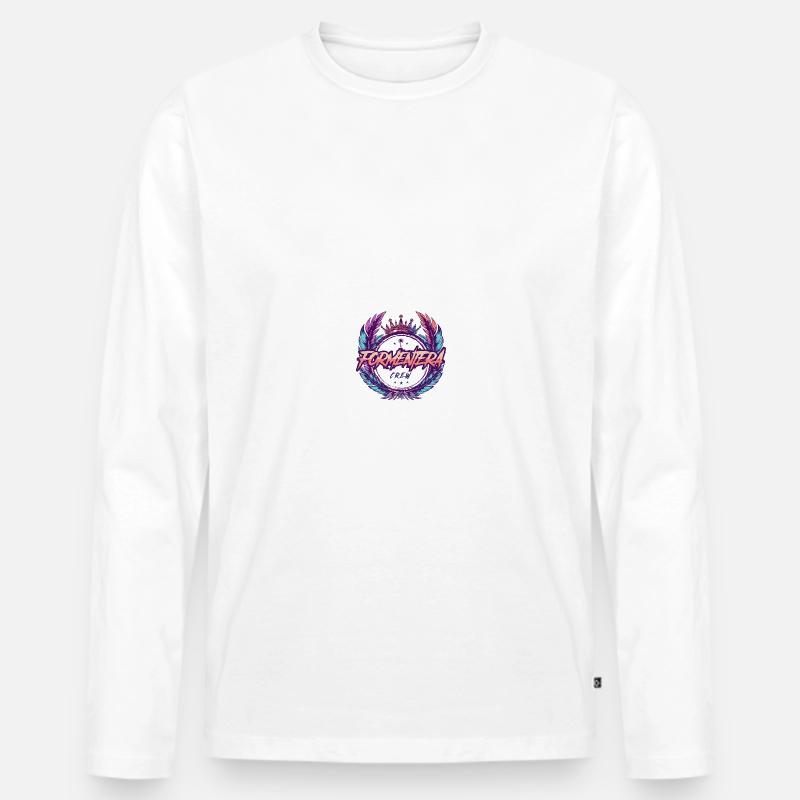 Formentera Crew Bunt - Männer Premium Bio Langarmshirt - Weiß