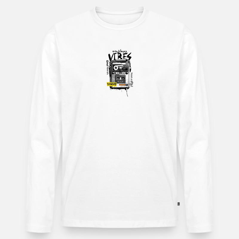 Retro-Kassetten-Graffiti-Gerät - Männer Premium Bio Langarmshirt - Weiß