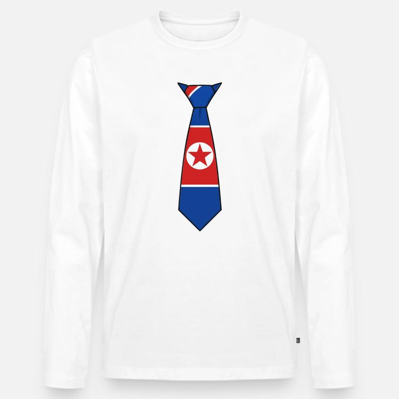 North Korea Tie – Flaggendesign - Männer Premium Bio Langarmshirt - Weiß
