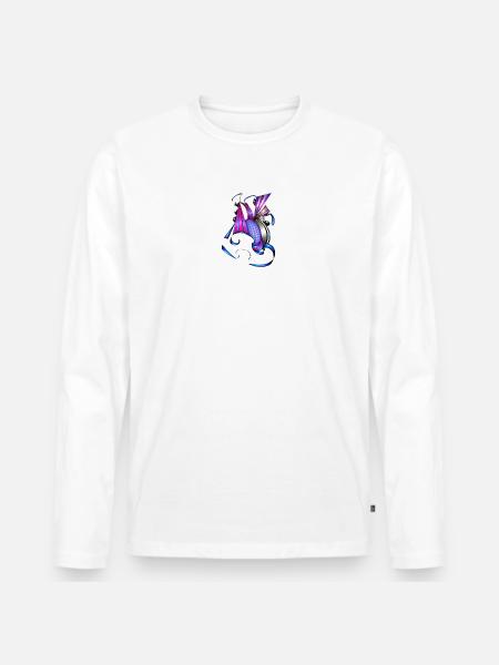 Farbige Spiral- und Fächerkunst - Männer Premium Bio Langarmshirt - Weiß