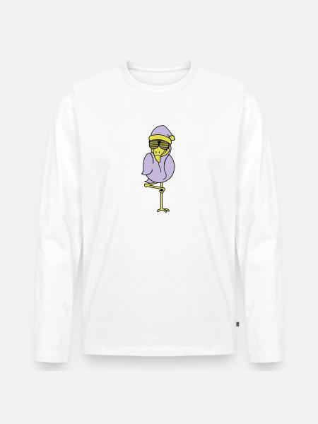 flamingo weihnachtsmann - Männer Premium Bio Langarmshirt - Weiß
