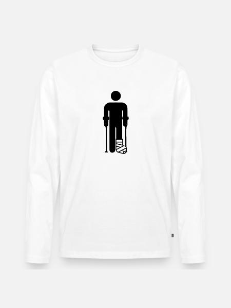 Gipsbein - Männer Premium Bio Langarmshirt - Weiß