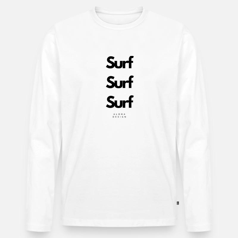 Surf Surf Surf - Männer Premium Bio Langarmshirt - Weiß