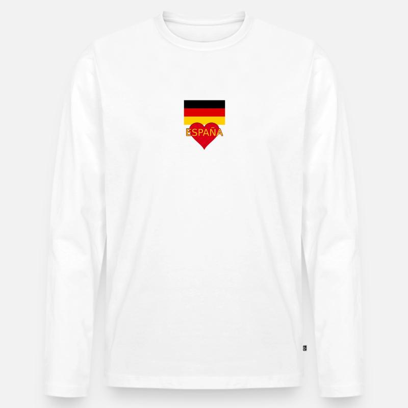Flagge Deutschland Spanien - Männer Premium Bio Langarmshirt - Weiß