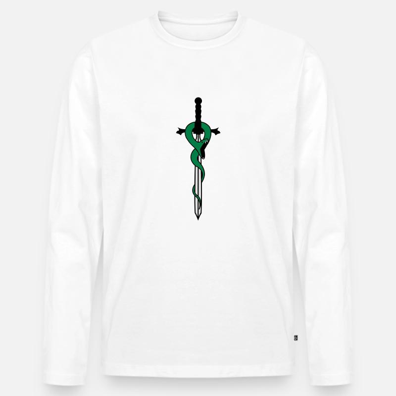 snake_with_sword - Männer Premium Bio Langarmshirt - Weiß