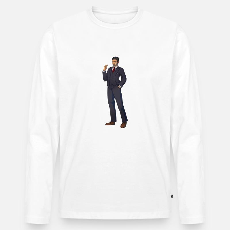 Richard - Männer Premium Bio Langarmshirt - Weiß