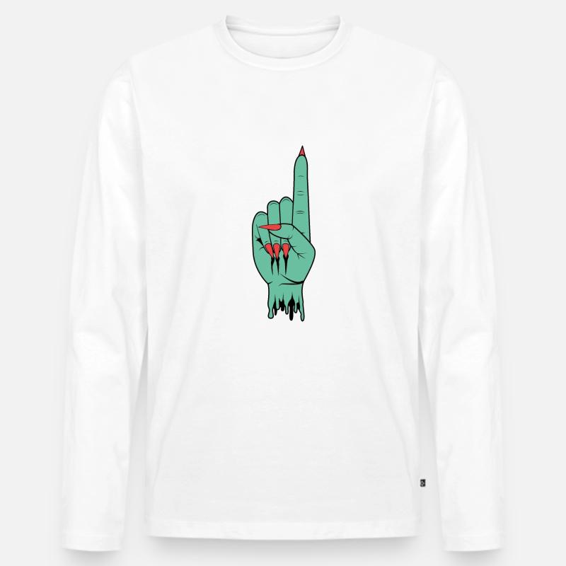 SpaceHoop - Blaue Hand - Männer Premium Bio Langarmshirt - Weiß