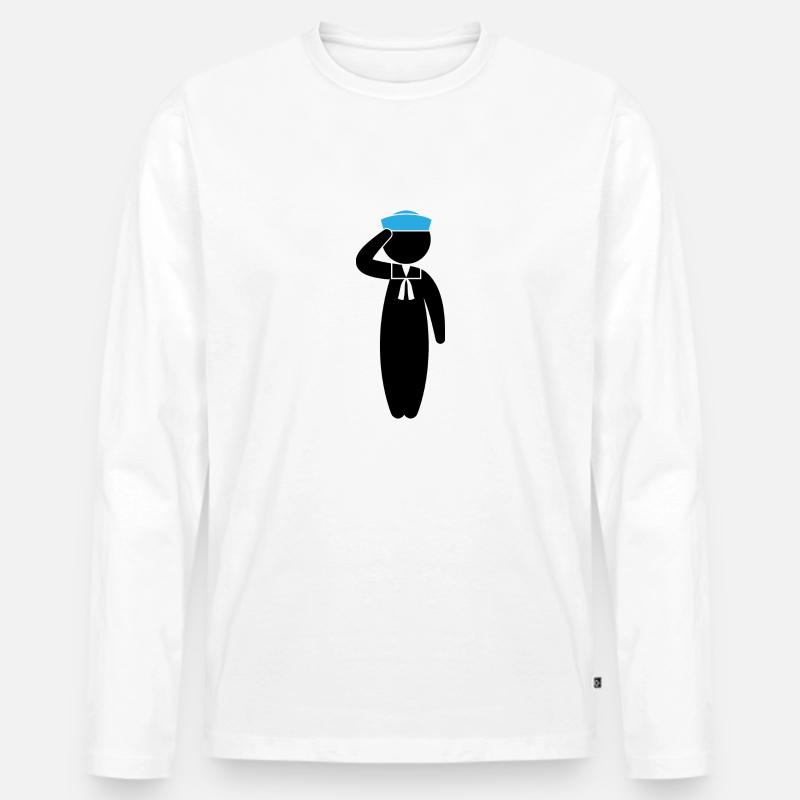 Ein salutierender Matrose - Männer Premium Bio Langarmshirt - Weiß