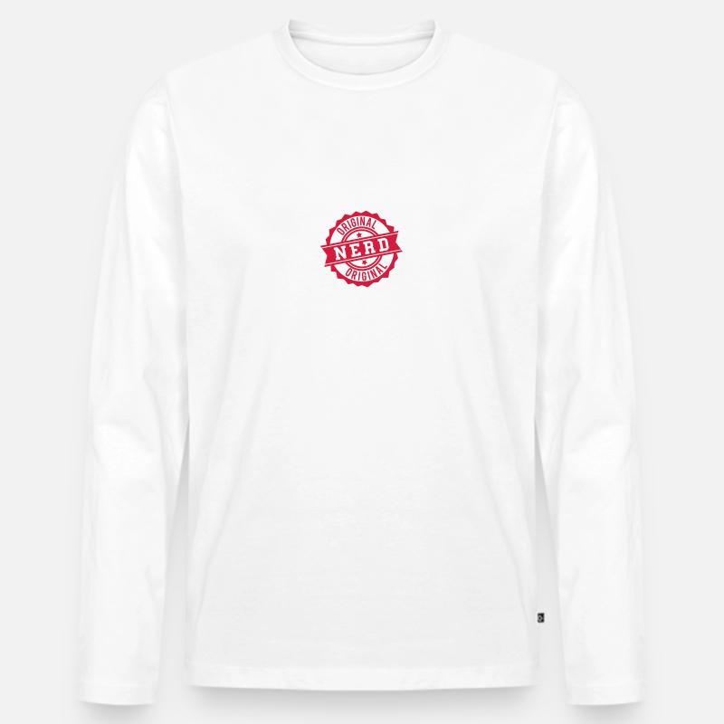 Nerd - Männer Premium Bio Langarmshirt - Weiß