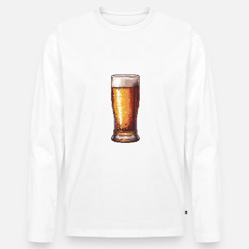 Bier Pixel Gamer - Männer Premium Bio Langarmshirt - Weiß