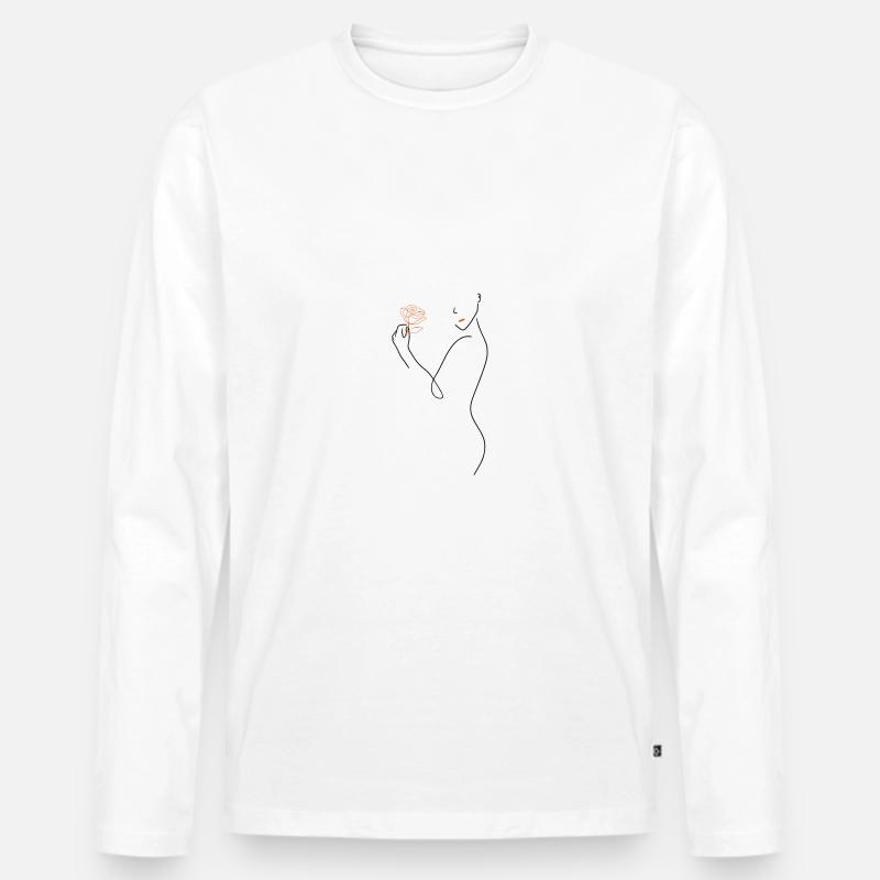 Female Figure Drawing - Männer Premium Bio Langarmshirt - Weiß