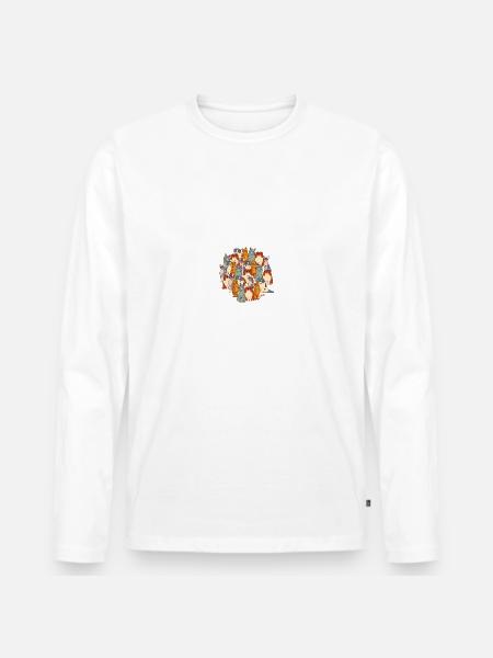 Katzen - Männer Premium Bio Langarmshirt - Weiß