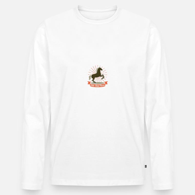 Pferde - Männer Premium Bio Langarmshirt - Weiß