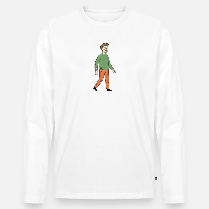 Wounded Hero Cartoon - Männer Premium Bio Langarmshirt - Weiß